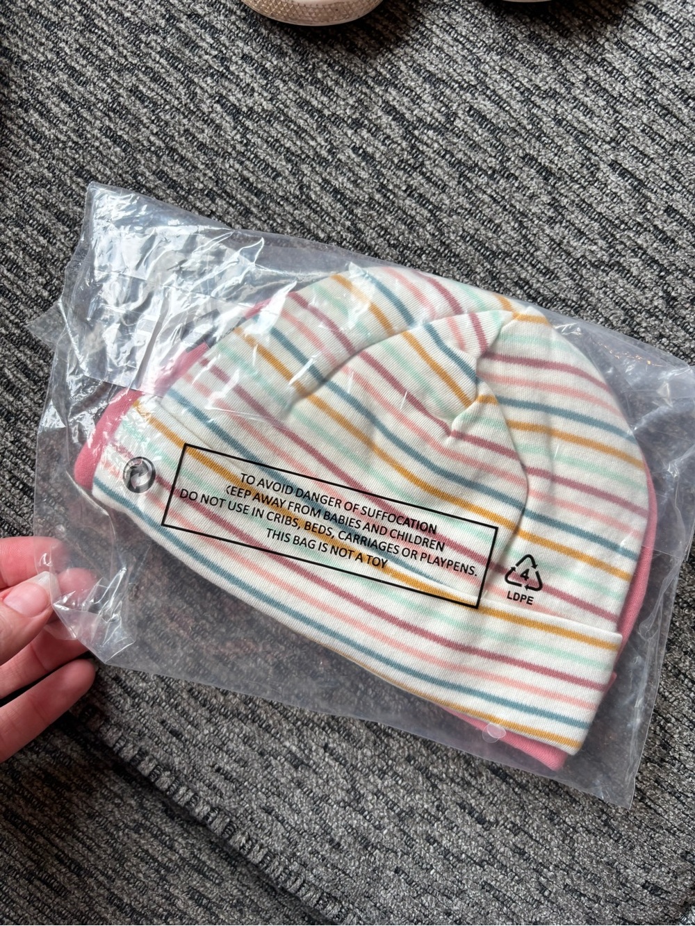 Tea Collection Hat Pack Striped Pink Beanie Hat in Pastel Rainbow - Soft Cotton